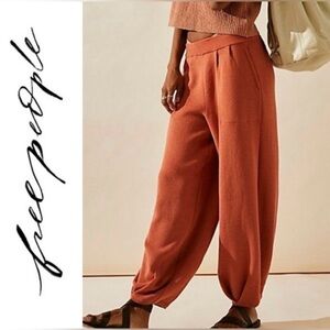 Free People FP Beach Freya Knit Linen Blend Balloon Barrel Leg Pants Size S